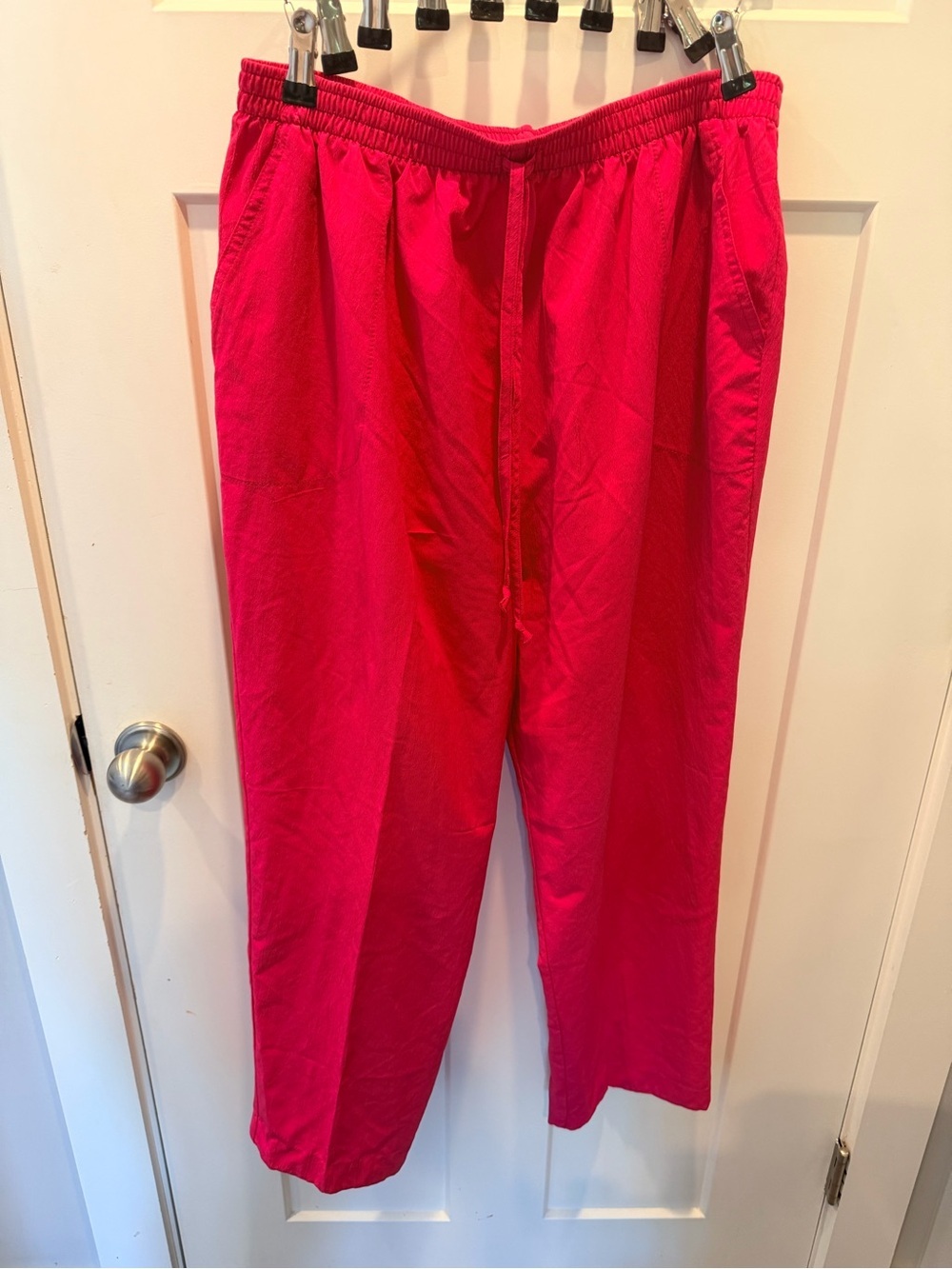 Nikki Petite XL Bright Pink Pull On Pants Elastic Waist Lightweight Casual Pants